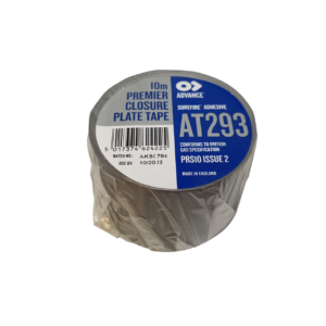 a ten metre roll of closure plate tape presented on a white background