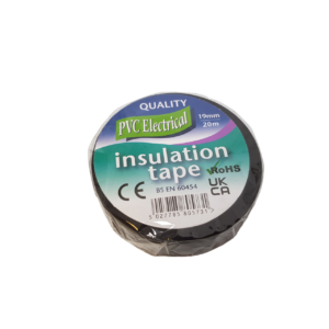 a roll of black electrical insulation tape presented on a white background
