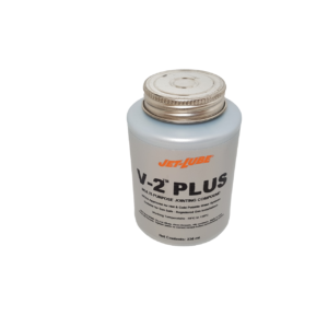 a tub of jet lube v-2 plus on a white background