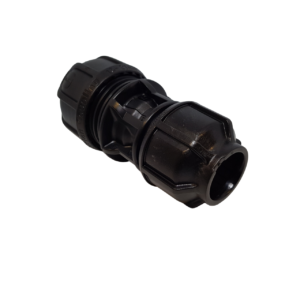 a black philmac transition coupling on a white background