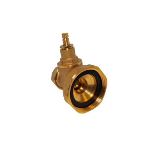 a brass pump valve gate type presented on a white background