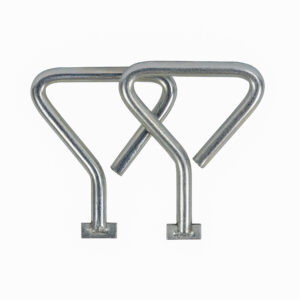 a pair of manhole keys made from steel presented on a white background