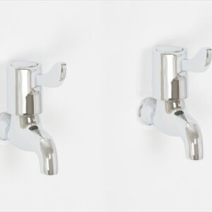 a pair of skara quarter turn bib taps presented on a white background