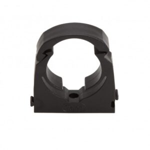 a talon black MDPE clip presented on a white background