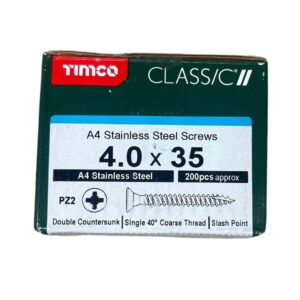 Timco Screws PZ2 CSK A4 SS 4.0 X 35