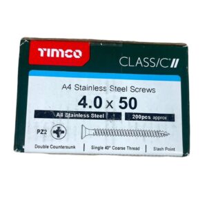 Timco Screws PZ2 CSK A4 SS 4.0 x 50