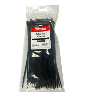 Timco Cable Tie Black 3.6 x 200
