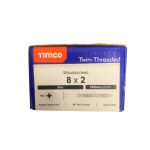 Timco Twin Threaded Woodscrews 8 x 2 PZ2 - 200pcs