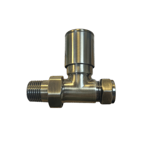 QX Round Straight Radiator Valves x2 - Brush/Brass