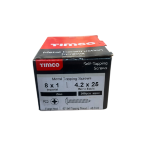 Timco Metal Tapping Screws - 8 x 1 (Metric - 4.2 x 25)
