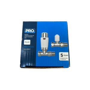 Pro Plus Straight TRV and Lockshield 15mm - White/Chrome